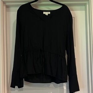 Treasure & Bond Black V-Neck Blouse with Waist Tie